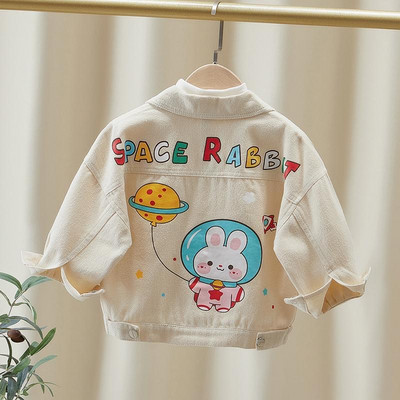 Дънково яке с принт за момчета и момичета 2023 Есенно ново корейско издание Детско яке Удобно ежедневно горнище Минималистичен стил