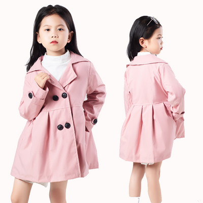 Детски едноредов сладък тренч в чужд стил