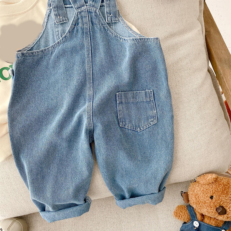 Нов есенен детски дънков гащеризон 1-7 години, малко дете, момче, момиче, свободен джоб с тиранти, дълги панталони, дънки, модни гащеризони, дрехи