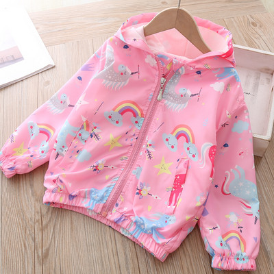 Παιδικό φθινοπωρινό παλτό 2023 Baby girl Rainbow Unicorn Μπουφάν για νήπια κοριτσίστικα Ρούχα λουλουδιών Sailboat με στάμπα Χαριτωμένα ρούχα