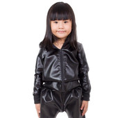 2023 Άνοιξη Φθινόπωρο Παιδικά Ενήλικες Faux Leather Bomber Jacket Stage Performance Tops Feminina Casaco Black Hip Hop Dance Coat