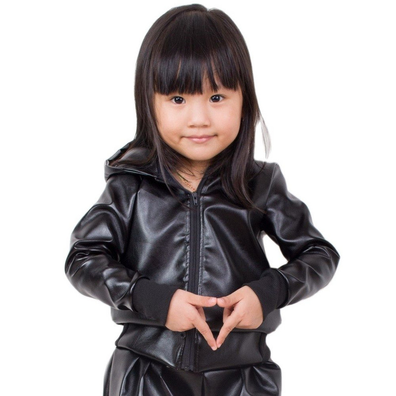 2023 Пролет Есен Деца Възрастни Бомбер яке от изкуствена кожа Горнища за сценични представления Feminina Casaco Черно хип-хоп танцово палто