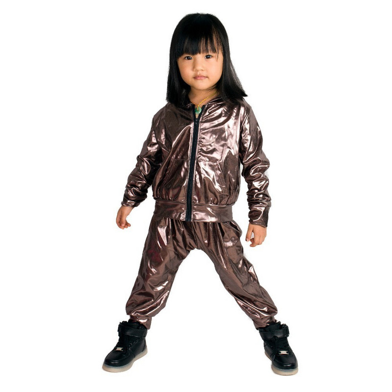 Heroprose Fashion Spring Autumn Kid Bomber Jacket Stage Performance Wear Paillette Feminina Casaco Tin-grey Hip Hop Dance Coat