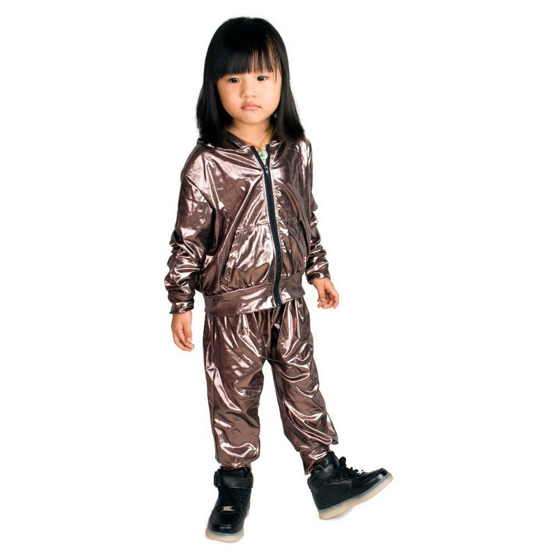 Heroprose Fashion Spring Autumn Kid Bomber Jacket Stage Performance Wear Paillette Feminina Casaco Tin-grey Hip Hop Dance Coat