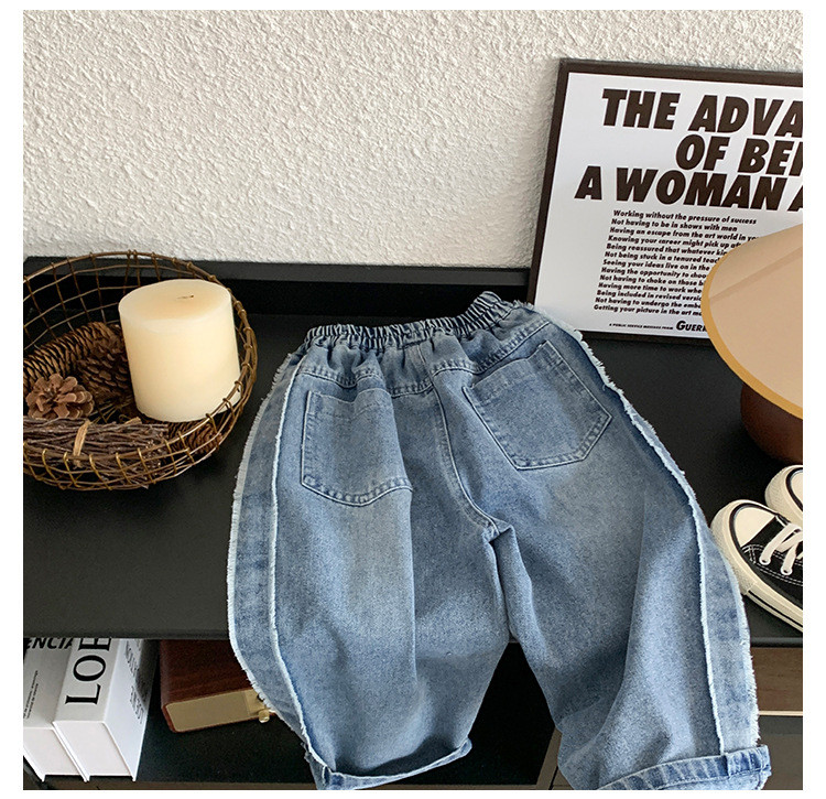 Есенни детски панталони за 2023 г., дънкови панталони за момичета, момичета, модни широки прави дънки