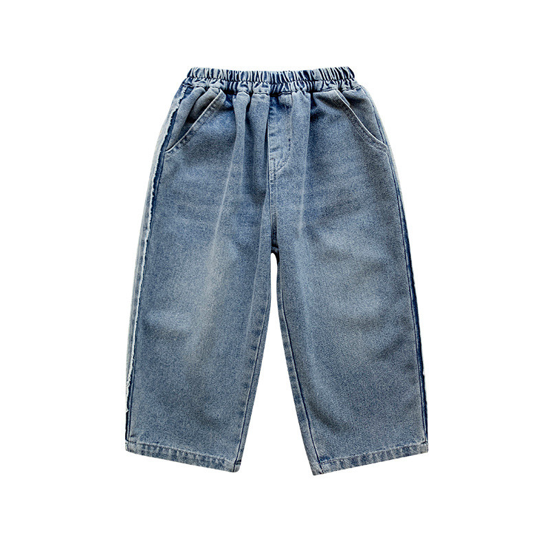 Есенни детски панталони за 2023 г., дънкови панталони за момичета, момичета, модни широки прави дънки