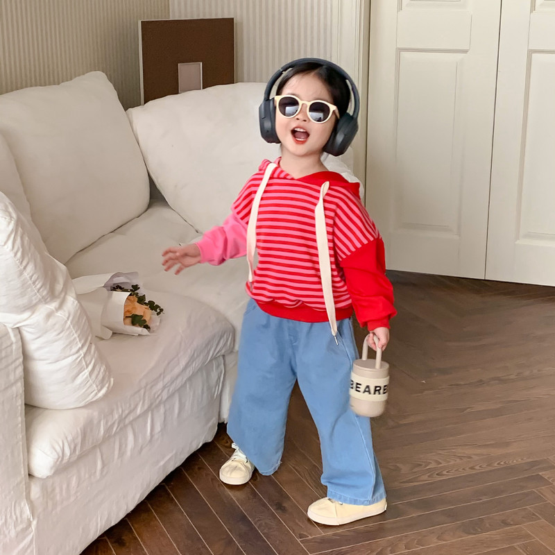 deer jonmi 2023 Novo proljeće u korejskom stilu Dječje traper hlače širokih nogavica Ležerne šik traperice Dječje ravne hlače