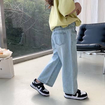 deer jonmi 2023 Нови пролетни и летни детски широки прави дънки Корейски стил Меки ежедневни унисекс детски дънкови панталони