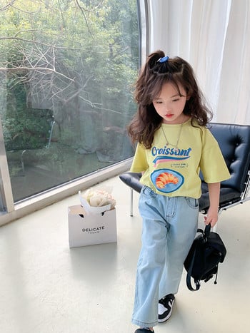 deer jonmi 2023 Нови пролетни и летни детски широки прави дънки Корейски стил Меки ежедневни унисекс детски дънкови панталони
