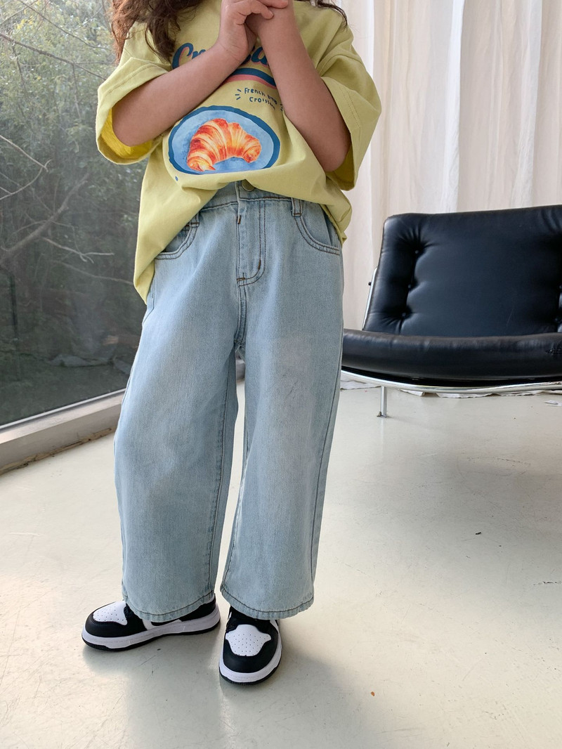 deer jonmi 2023 Нови пролетни и летни детски широки прави дънки Корейски стил Меки ежедневни унисекс детски дънкови панталони