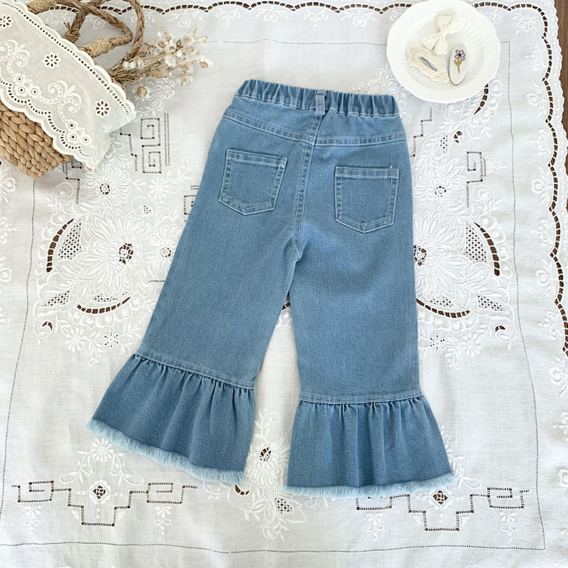 deer jonmi 2023 Есен Нов корейски стил Бебешки момичета Дънкови панталони Еластични меки детски дънки Детски ежедневни клоширани панталони