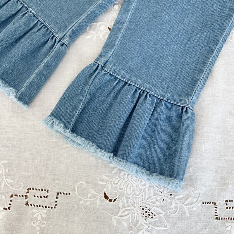 deer jonmi 2023 Есен Нов корейски стил Бебешки момичета Дънкови панталони Еластични меки детски дънки Детски ежедневни клоширани панталони