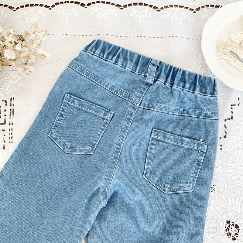 deer jonmi 2023 Есен Нов корейски стил Бебешки момичета Дънкови панталони Еластични меки детски дънки Детски ежедневни клоширани панталони