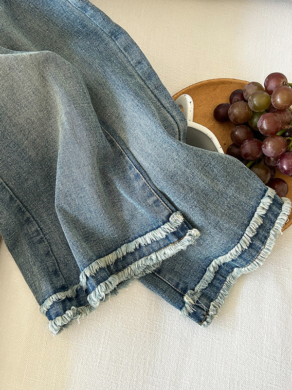 deer jonmi 2023 Есенни широки дънки за бебета и момичета Корейски стил Детски свободни прави панталони Детски дънкови панталони