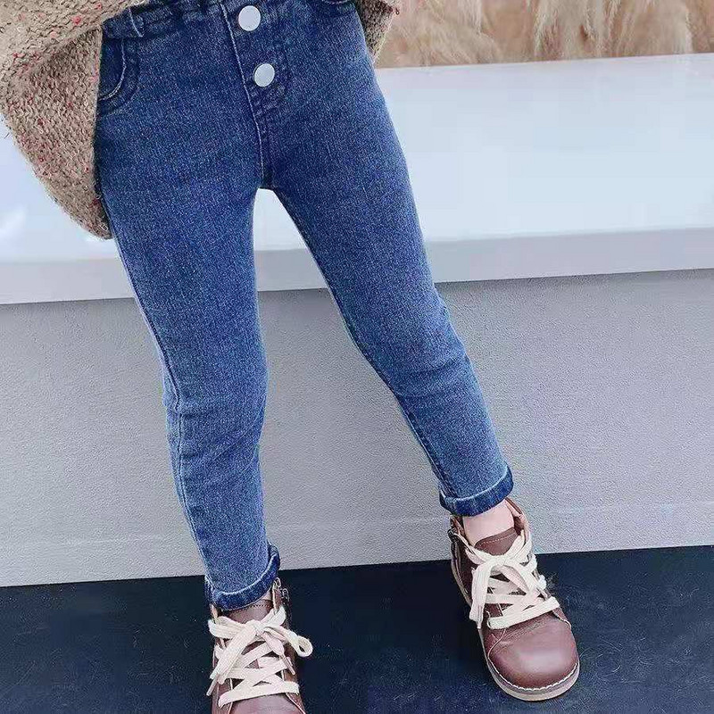 Дънки за момичета Есен Нов стил Средни и малки деца Чуждестранни детски бебешки пролетни и есенни тънки панталони