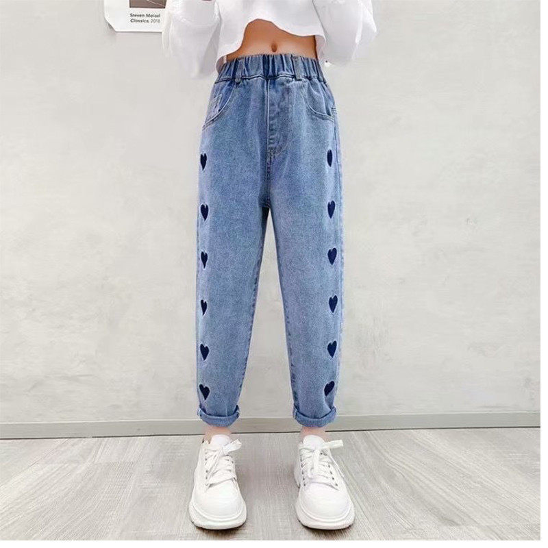 Ново пролетно есенно лятно детско облекло Ежедневни дънкови панталони, детско облекло Бебешки дънкови панталони за момичета Дънки за момичета 3-12 години