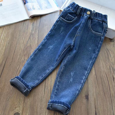 Iarnă fete băieți blugi îngroșate calde culoare solidă îmbrăcăminte exterioară 2021 noi blugi copii pantaloni denim 12M-6T