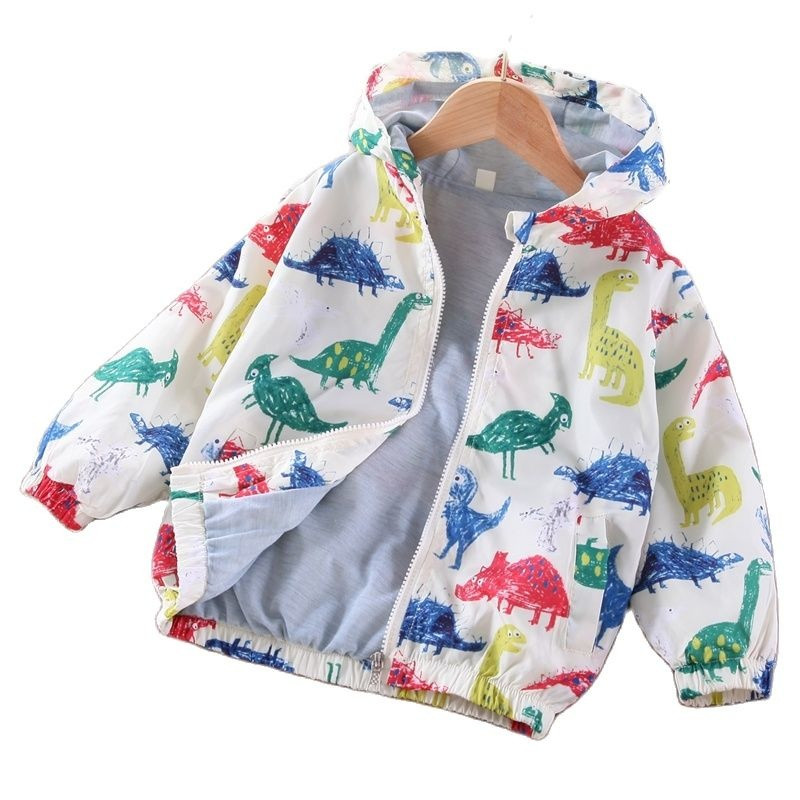 Ново пристигане Пролет 2022 Момичета Момчета Якета Карикатура Динозавър Ветровка с дълъг ръкав Детски дрехи Жилетка с цип