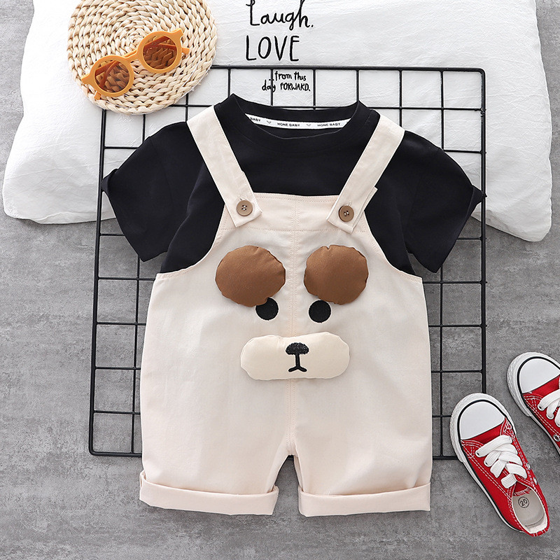 Lenoyn 2023 Детски комплект с къси ръкави за момчета и момичета Детско облекло за момчета Карикатура Сладък комплект с каишки за къси ръкави