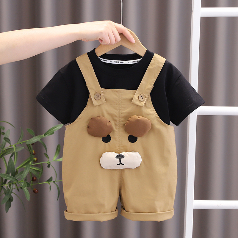 Lenoyn 2023 Детски комплект с къси ръкави за момчета и момичета Детско облекло за момчета Карикатура Сладък комплект с каишки за къси ръкави