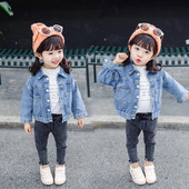 Fashion Cartoon Lovely Baby Girls Τζιν μπουφάν Ανοιξιάτικο μασίφ παλτό φθινόπωρο Παιδικά εξωτερικά ρούχα Παιδικά ρούχα 1-13 ετών XMP34