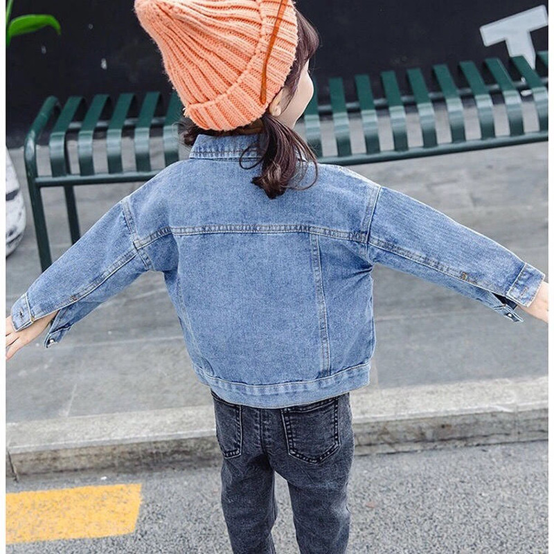 Модни карикатури Прекрасни дънкови якета за момичета Пролетно едноцветно палто Есенно детско връхно облекло Детски екипи 1-13 години XMP34