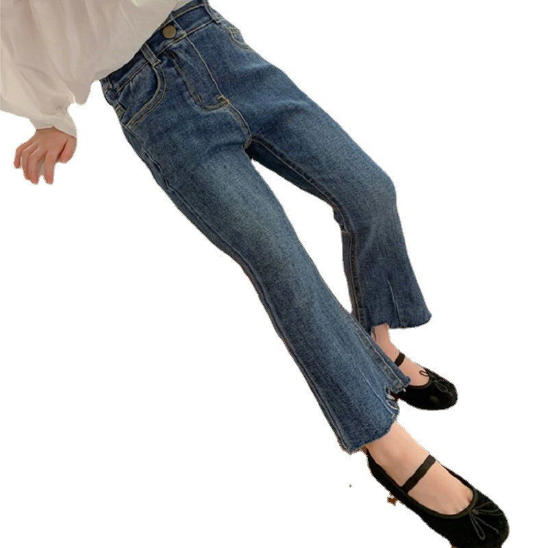 Нови есенни панталони за момичета на 2023 г. Тесни дънки, клоширани панталони