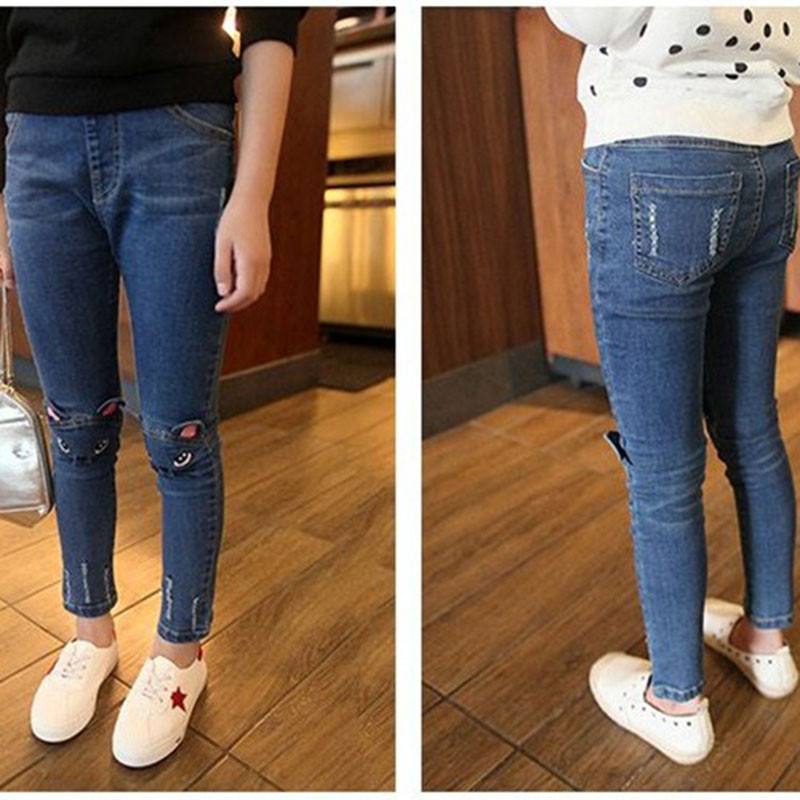 Proljeće Jesen Djevojčice Traperice Dječja Odjeća Dječje Mačke Izvezene Traperice Djeca od 3-12 godina