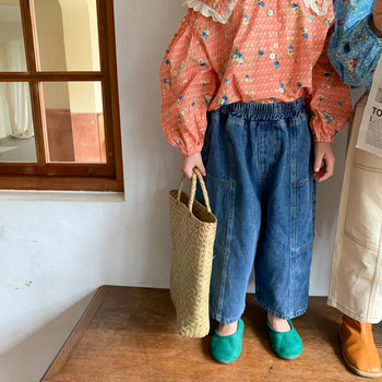 2022 Есен Ново пристигане Модни дънкови дънки за момичета Детски дънки с корейски дизайн Дизайн Дънки за момичета