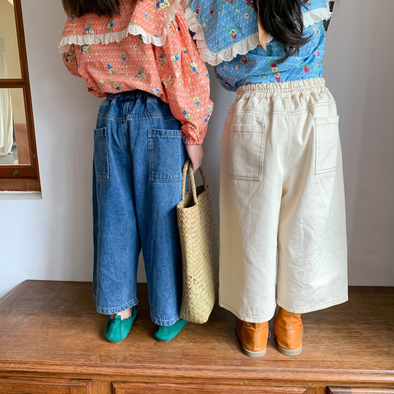 2022 Есен Ново пристигане Модни дънкови дънки за момичета Детски дънки с корейски дизайн Дизайн Дънки за момичета