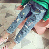 Autumn Ripped Jeans for Girls Kids Hole Casual Παιδικά Εφηβικά Παντελόνια