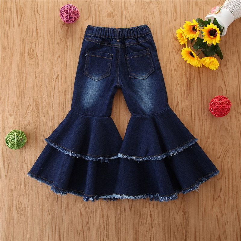 Панталони с камбанка за момичета Еластична талия Пролетни Детски панталони Екипи Бебешки костюми с изпъкналост Модни детски дрехи JYF