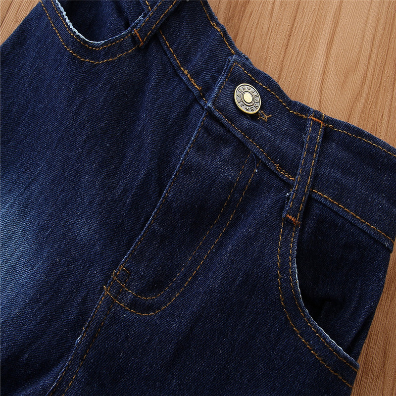 Панталони с камбанка за момичета Еластична талия Пролетни Детски панталони Екипи Бебешки костюми с изпъкналост Модни детски дрехи JYF