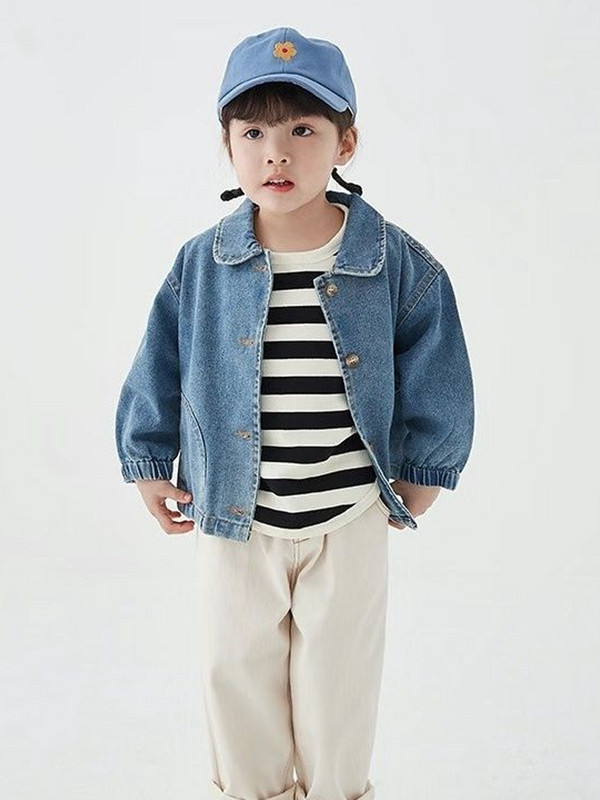 Пролет 2023 Ново поло палто за момчета и момичета Деним облекло Ветробран Детско дънково яке Палта Детско яке Връхни дрехи