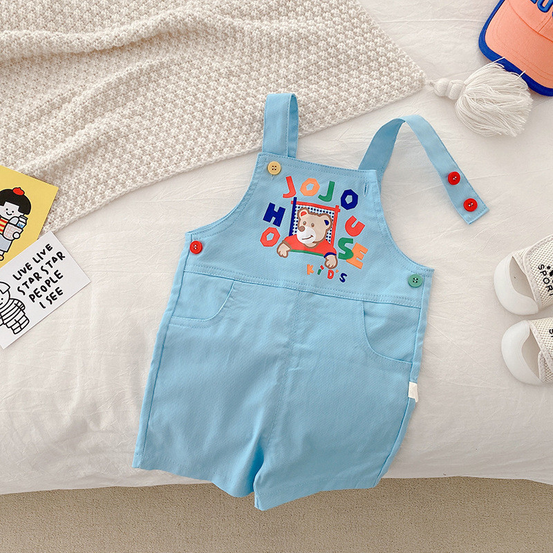 Майки деца сладко мече детски дрехи момичета момчета сини шорти гащеризони модни комплекти