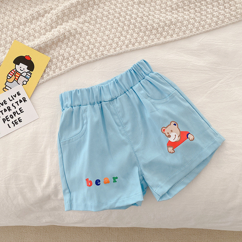 Майки деца сладко мече детски дрехи момичета момчета сини шорти гащеризони модни комплекти