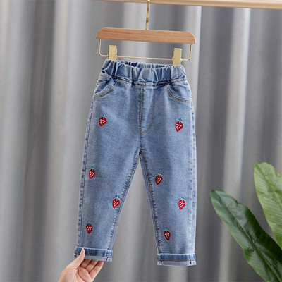 Blugi pentru fete pentru copii, pantaloni lungi cu desene animate, primăvară, toamnă, imprimeu cu graffiti, pantaloni casual cu orificii, pantaloni denim pentru copii