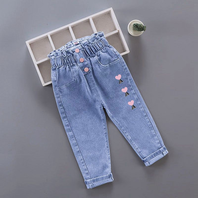 Blugi pentru fete pentru copii, pantaloni lungi cu desene animate, primăvară, toamnă, imprimeu cu graffiti, pantaloni casual cu orificii, pantaloni denim pentru copii