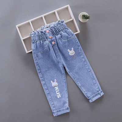 Blugi pentru fete pentru copii, pantaloni lungi cu desene animate, primăvară, toamnă, imprimeu cu graffiti, pantaloni casual cu orificii, pantaloni denim pentru copii