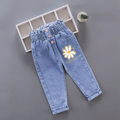 Blugi pentru fete pentru copii, pantaloni lungi cu desene animate, primăvară, toamnă, imprimeu cu graffiti, pantaloni casual cu orificii, pantaloni denim pentru copii