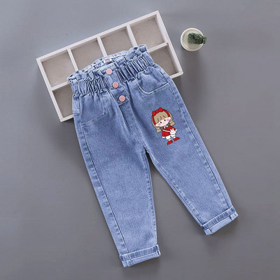 Blugi pentru fete pentru copii, pantaloni lungi cu desene animate, primăvară, toamnă, imprimeu cu graffiti, pantaloni casual cu orificii, pantaloni denim pentru copii
