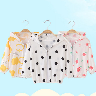 Cute Baby Girl Jacket Boy Hooded Coat Sunscreen Baby Boy Girl Long Sleeved Summer Sun Protection Breathable Kids Clothes Outwear