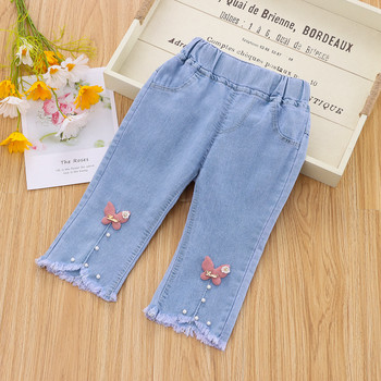Изрязани горещи разпродажби Ежедневни дънки за момичета Детски панталони с разкроен дизайн с лък Детски дънкови дрехи за момичета Пролет Есен Панталони