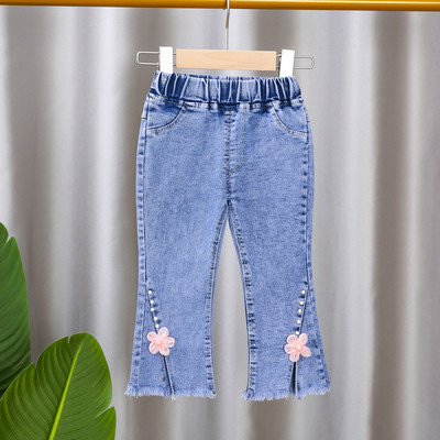 Decupați, reducere, blugi casual pentru fete, copii, pantaloni evazați cu fundă, blugi pentru copii, îmbrăcăminte pentru fete, pantaloni de primăvară, toamnă
