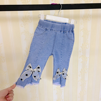 Decupați, reducere, blugi casual pentru fete, copii, pantaloni evazați cu fundă, blugi pentru copii, îmbrăcăminte pentru fete, pantaloni de primăvară, toamnă