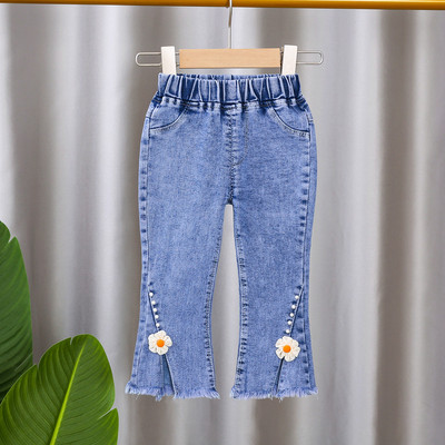 Decupați, reducere, blugi casual pentru fete, copii, pantaloni evazați cu fundă, blugi pentru copii, îmbrăcăminte pentru fete, pantaloni de primăvară, toamnă