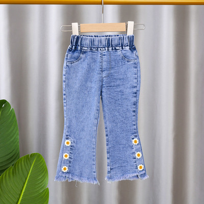 Decupați, reducere, blugi casual pentru fete, copii, pantaloni evazați cu fundă, blugi pentru copii, îmbrăcăminte pentru fete, pantaloni de primăvară, toamnă