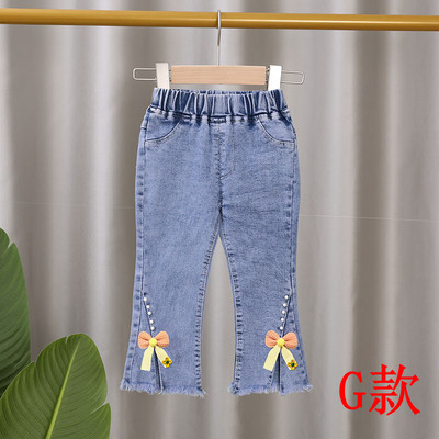 Decupați, reducere, blugi casual pentru fete, copii, pantaloni evazați cu fundă, blugi pentru copii, îmbrăcăminte pentru fete, pantaloni de primăvară, toamnă