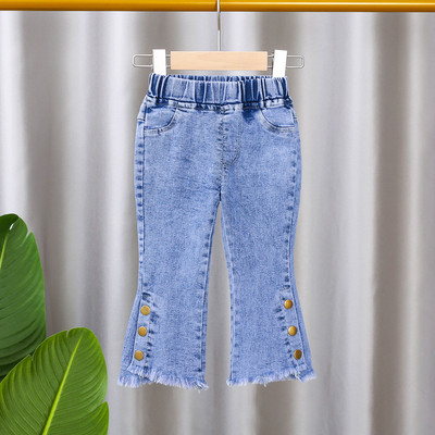 Decupați, reducere, blugi casual pentru fete, copii, pantaloni evazați cu fundă, blugi pentru copii, îmbrăcăminte pentru fete, pantaloni de primăvară, toamnă