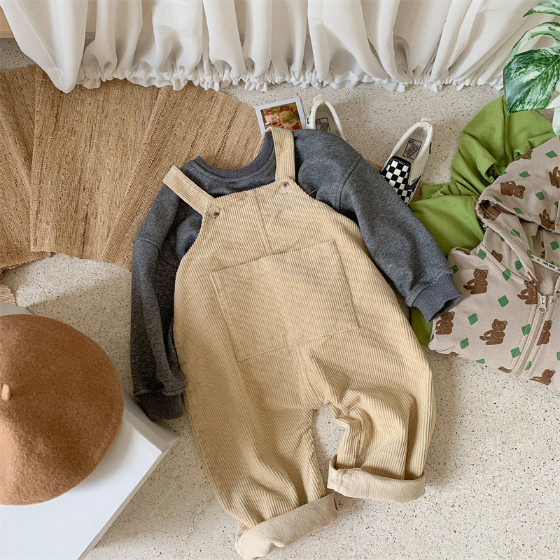 Детски гащеризони от рипсено кадифе за момичета Бебешки гащеризони за малко дете Свободни панталони за момичета Дрехи с големи джобове Гащеризони Детски гащеризони от една част 2-7 години